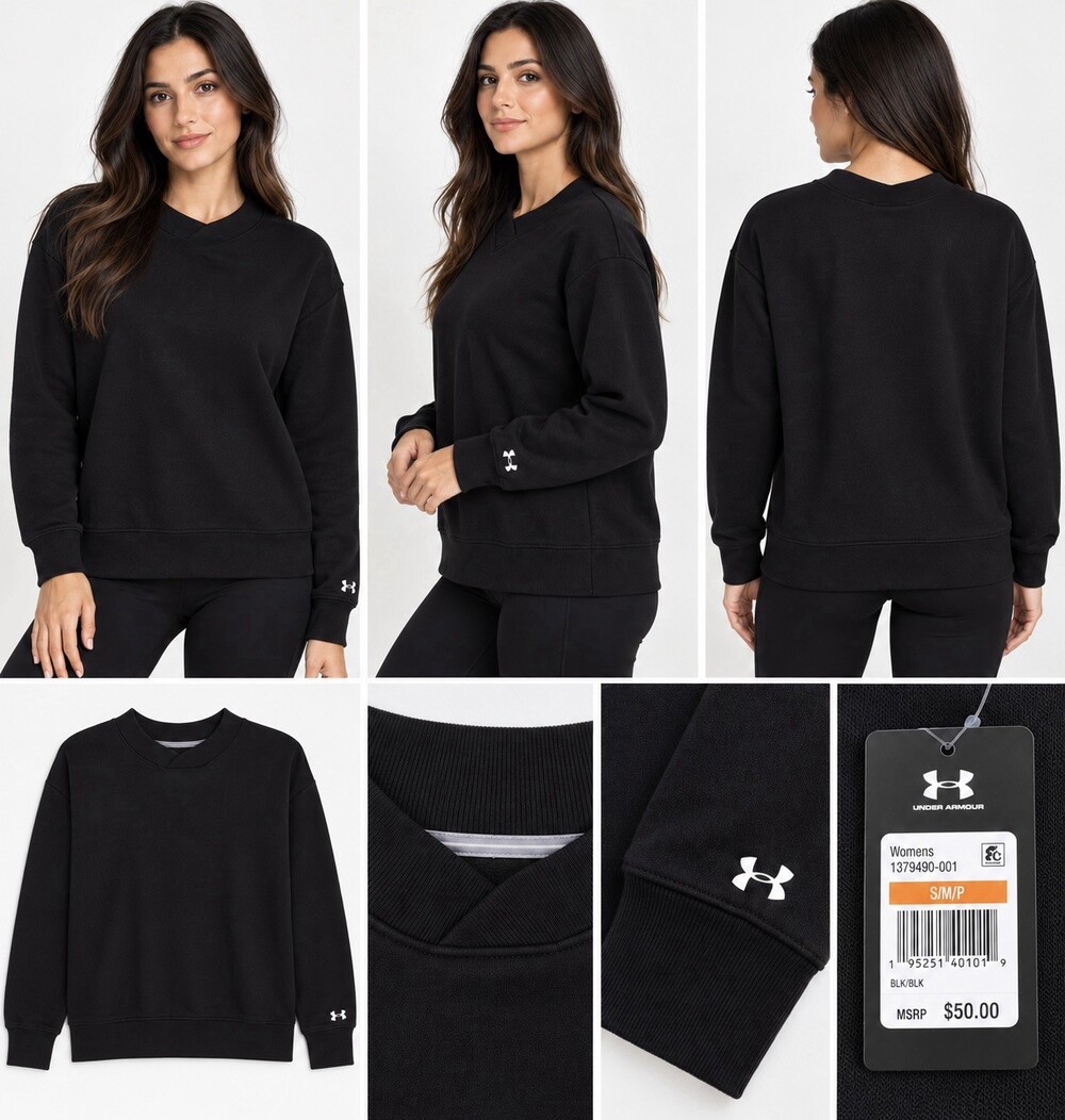 Under Armour Black Crewneck Sweatshirt Small NWT